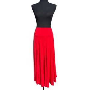 Women’s long polyester and spandex wide tomato red skirt by lapis size large